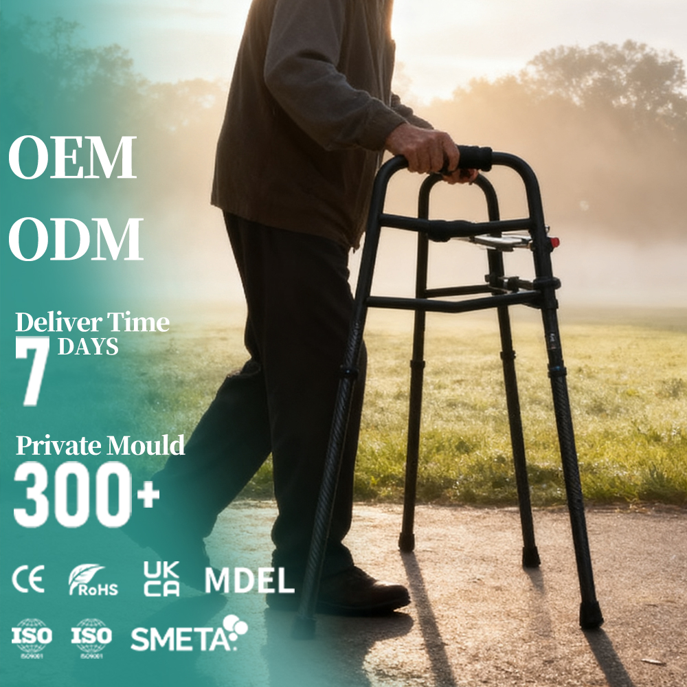 Lightweight Leather Soft Seat Walker With Wheels
