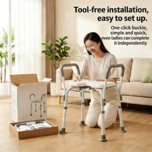 Safe Shower Chair With Adjustable Height For Elderly