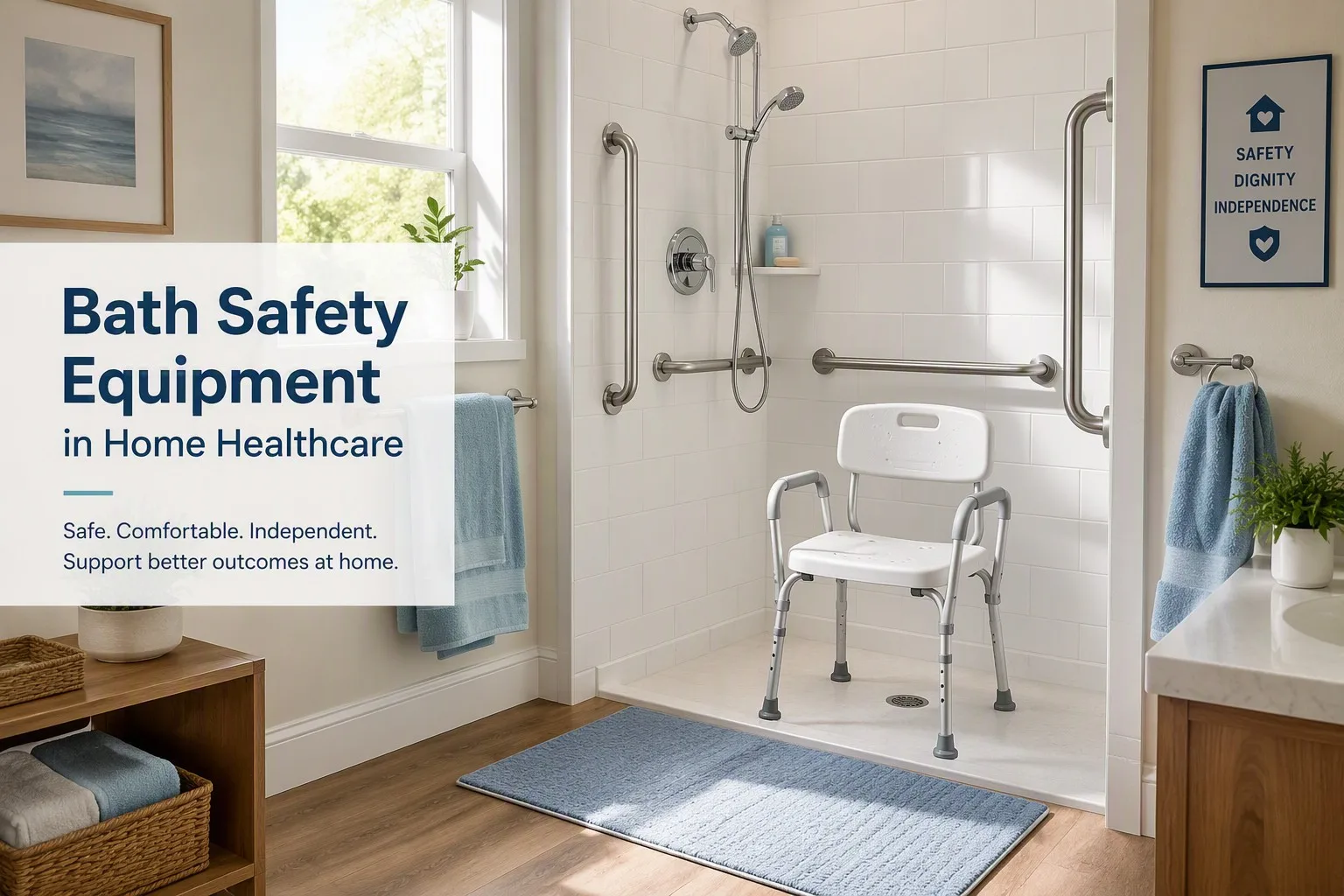 Bath safety equipment for home healthcare settings