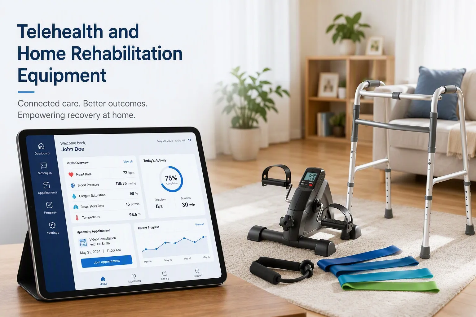 Telehealth and home rehabilitation equipment solutions