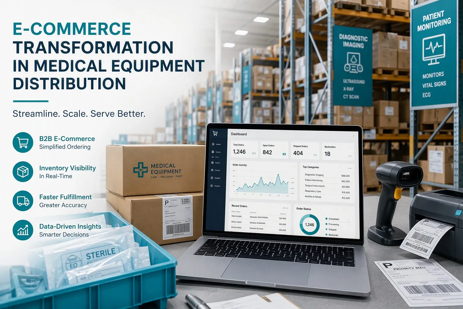 E-commerce fulfillment for medical equipment distribution