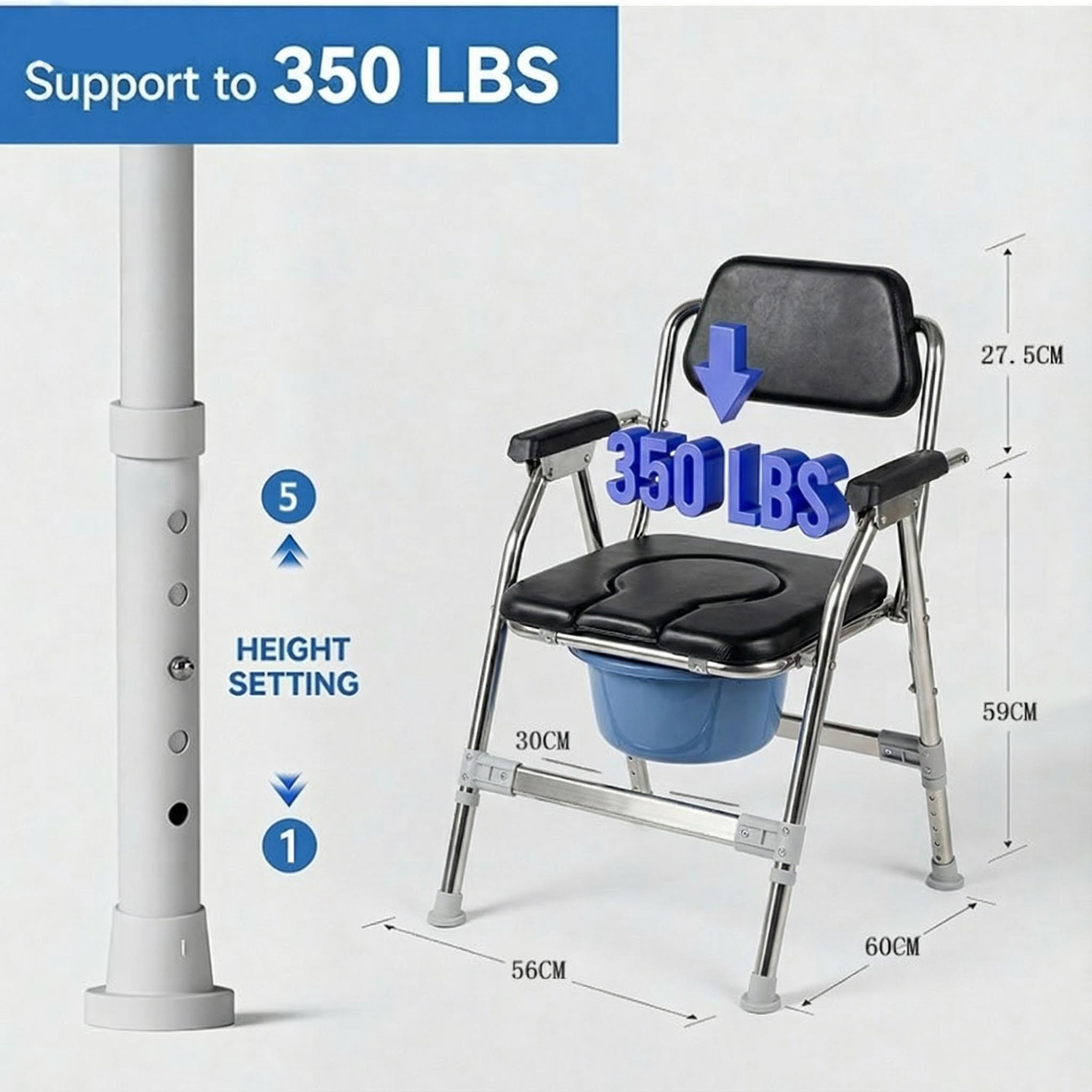 High Carbon Steel Commode Chair For Rehabilitation Use