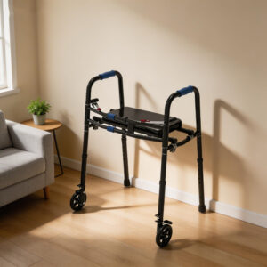Foldable Steel Walker With Seat Wheels