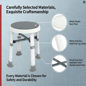 Elderly Friendly White Shower Stool With Adjustable Height