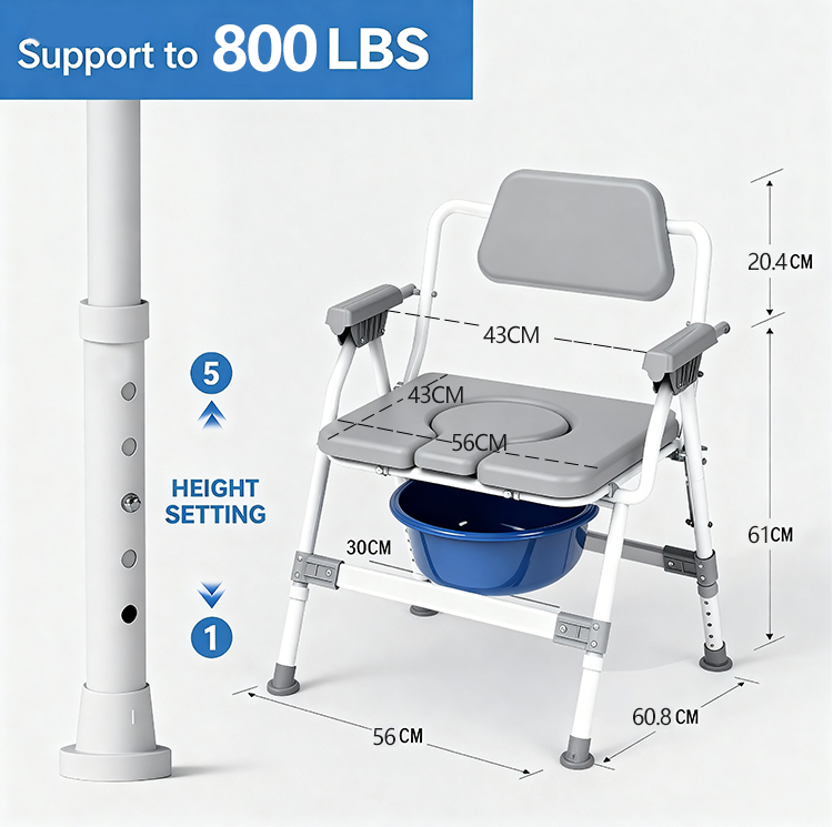 Durable Xxl Foldable Commode Chair For Maximum Support