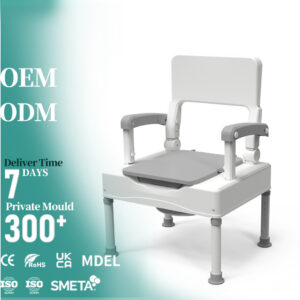 Adjustable Height Black Commode Chair