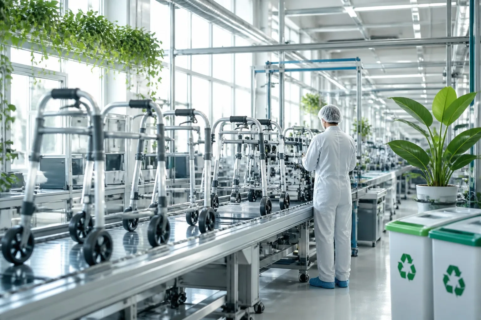 Sustainable medical device manufacturing facility with recycling practices