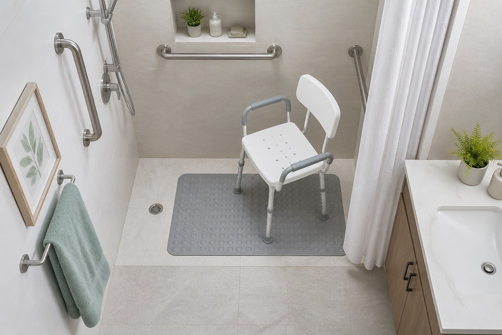 Bathroom safety equipment and shower chairs
