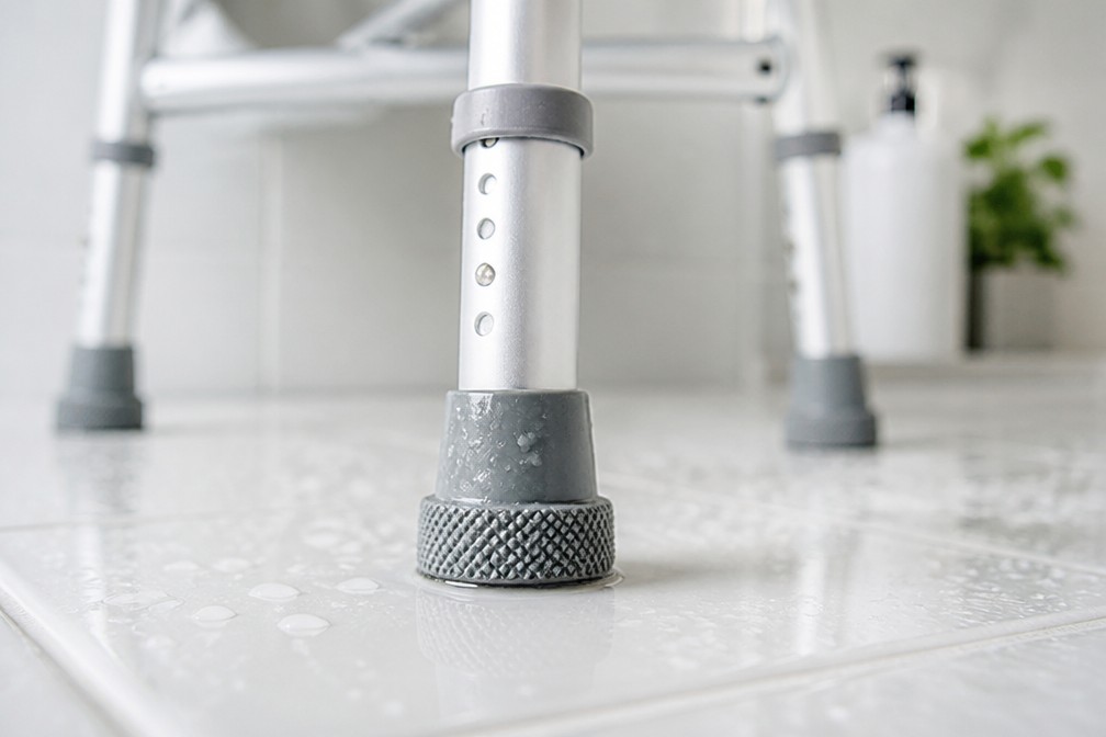 Anti-slip rubber feet and grip features