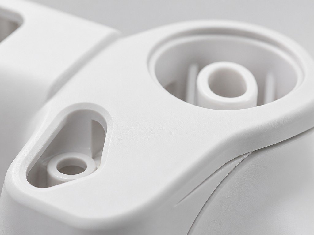 White ABS plastic surface of a medical component