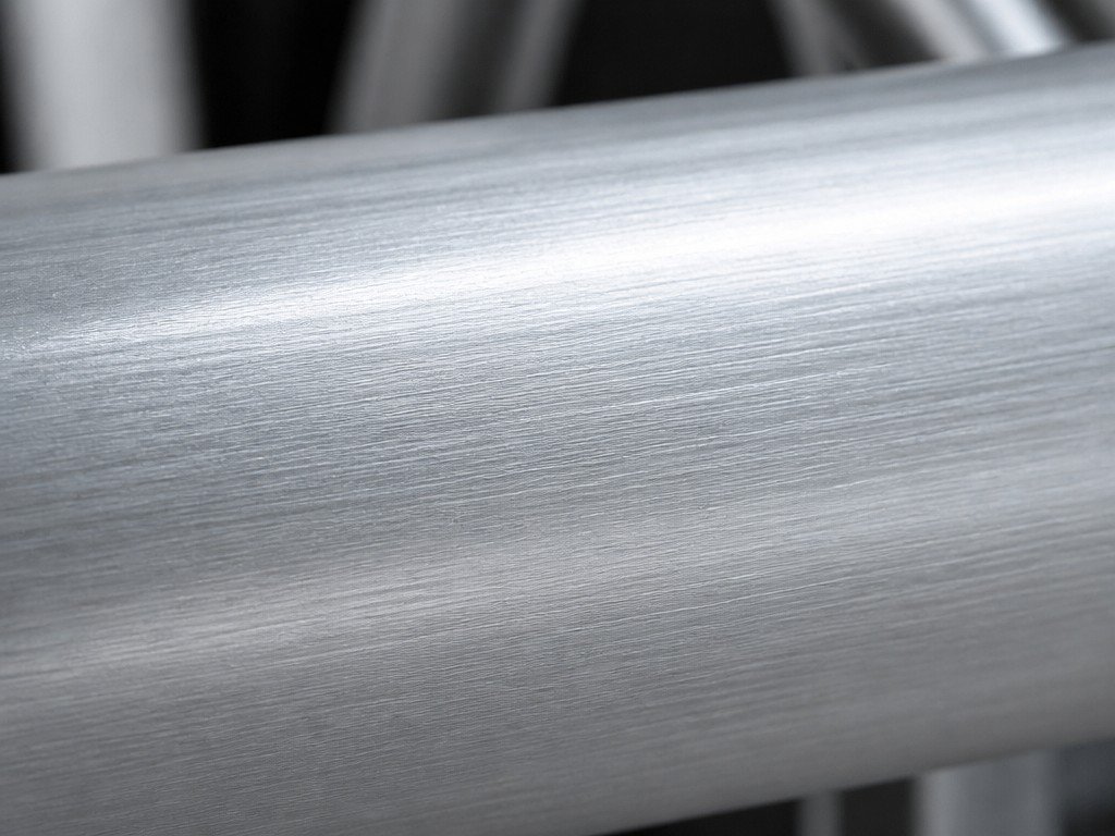 Brushed aluminum tube surface of a mobility aid