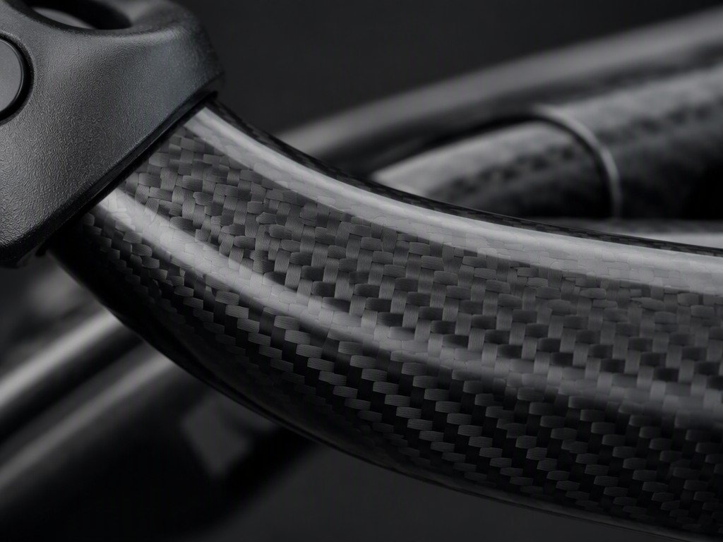 Carbon fiber weave texture on a mobility aid frame